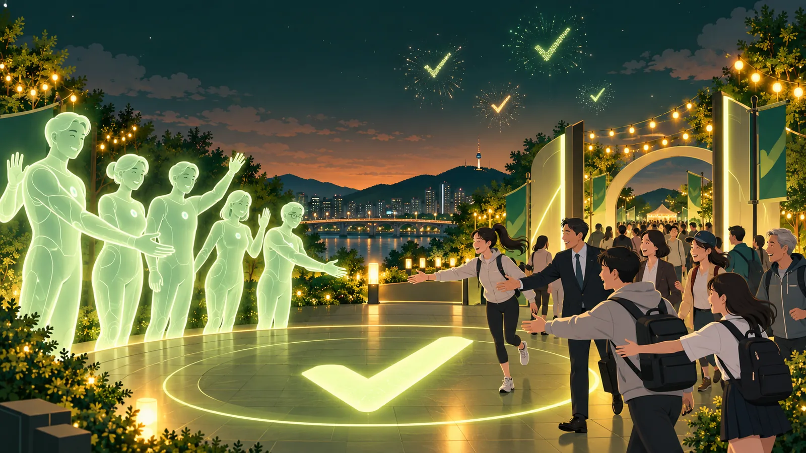 AI 회원들이 사람을 기다립...